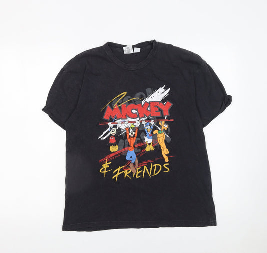 Disney Women’s Black Mickey & Friends Graphic Cotton T-Shirt XS