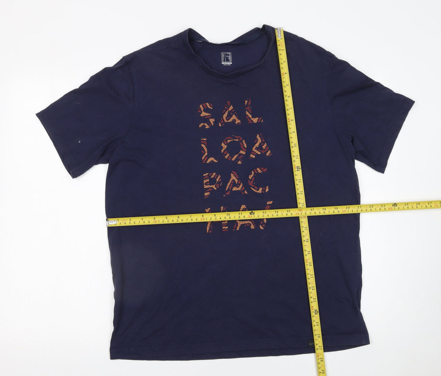 Decathlon Men's Navy Blue Graphic Print Cotton T-Shirt XL