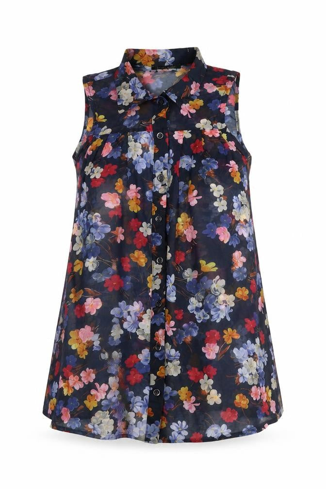 River Island Women's Multicoloured Floral Sleeveless Tunic Blouse Size 6
