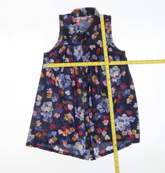 River Island Women's Multicoloured Floral Sleeveless Tunic Blouse Size 6