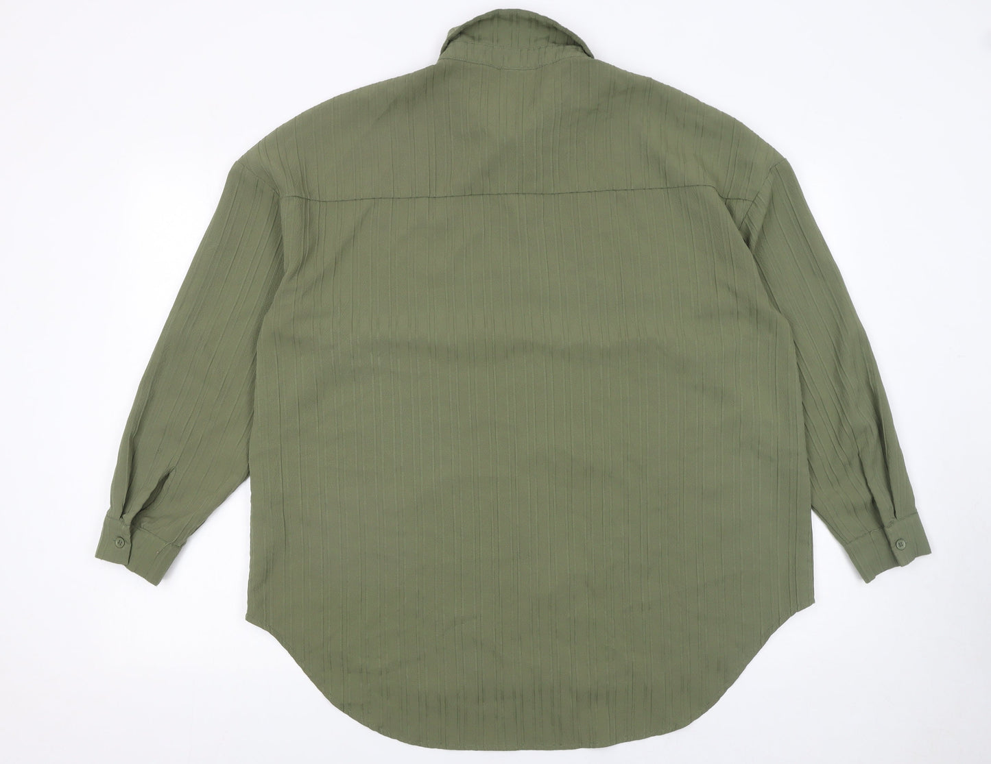 Pieces Women's Green Button-Up Long Sleeve Shirt Size L