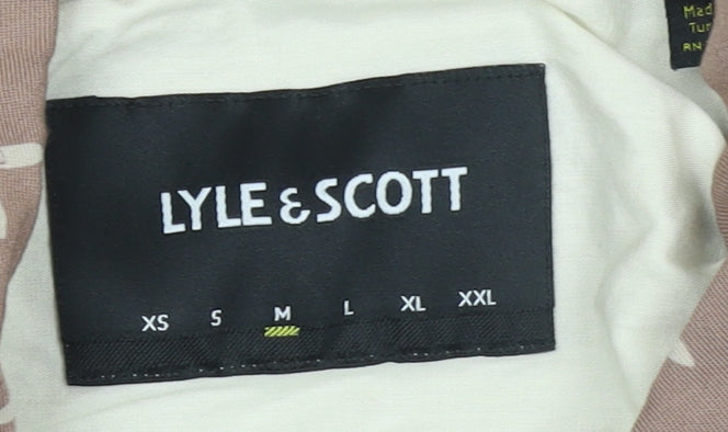 Lyle & Scott Men's Brown Geometric Short Sleeve Button-Up Shirt Size M