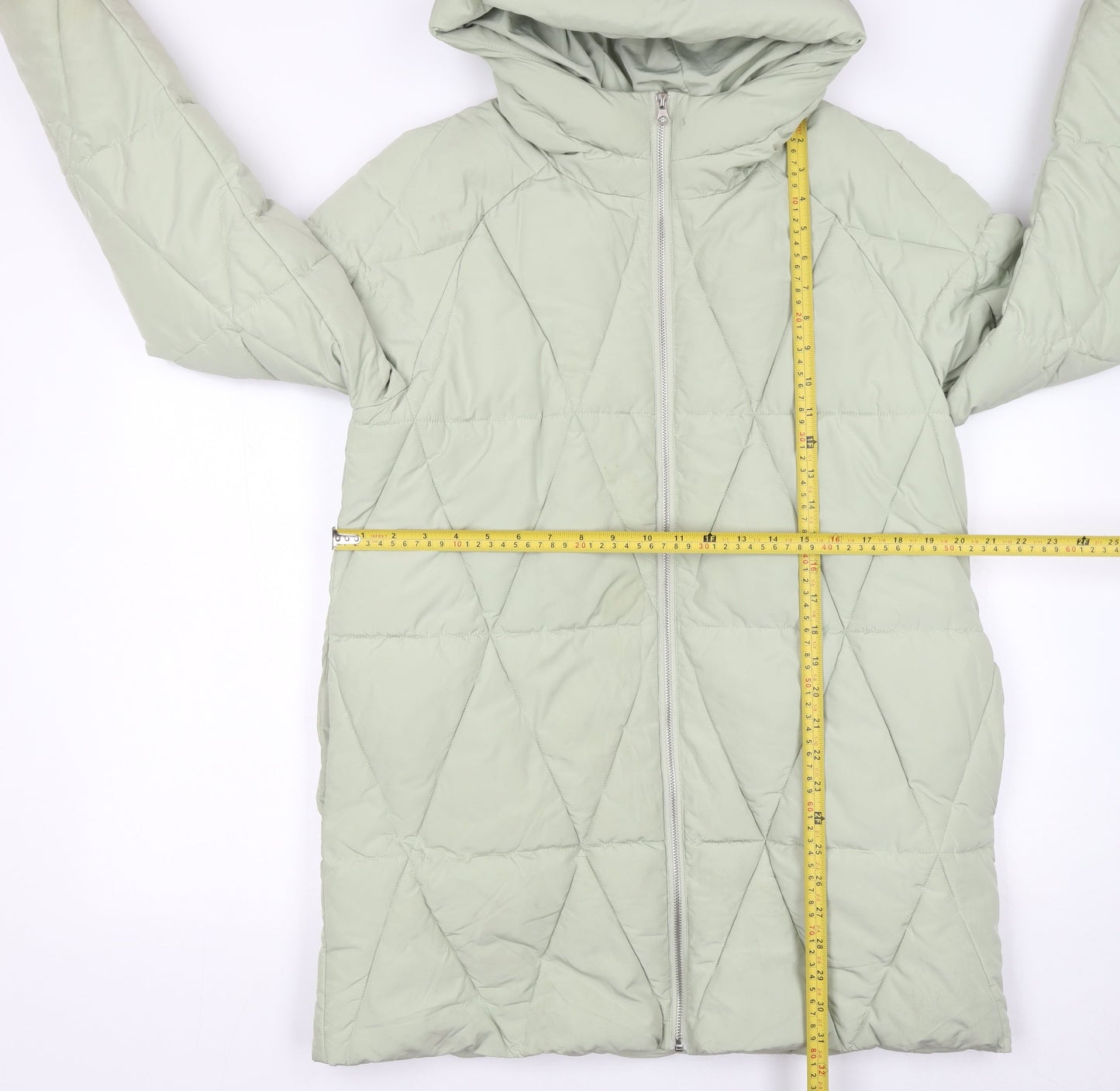 STR Women Green Quilted Puffer Coat Hooded Size S