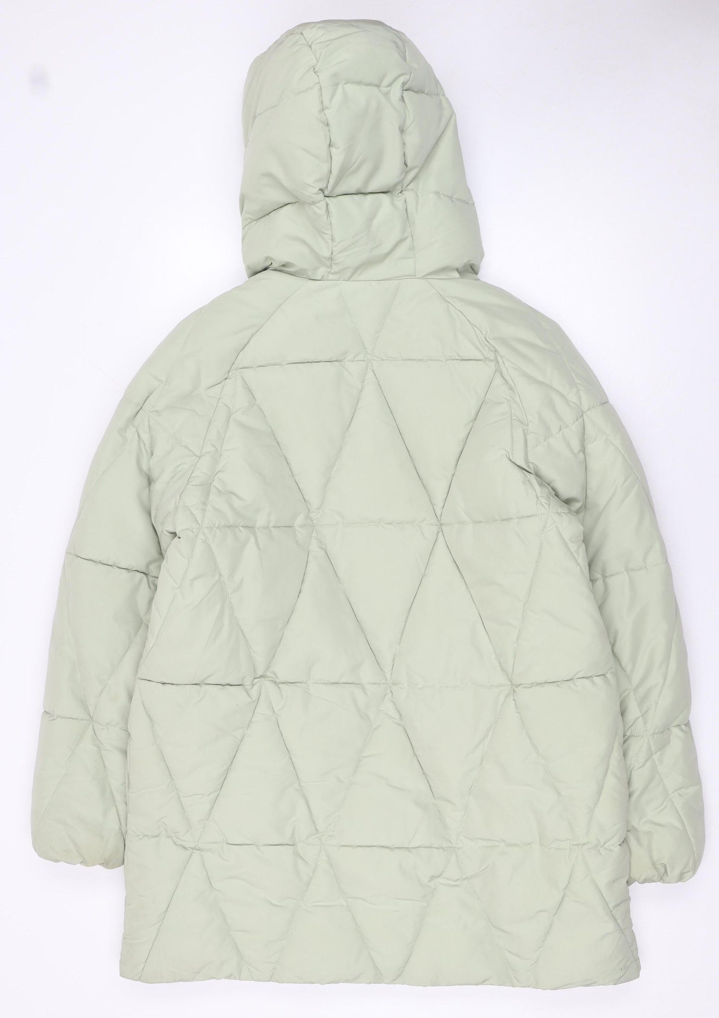 STR Women Green Quilted Puffer Coat Hooded Size S