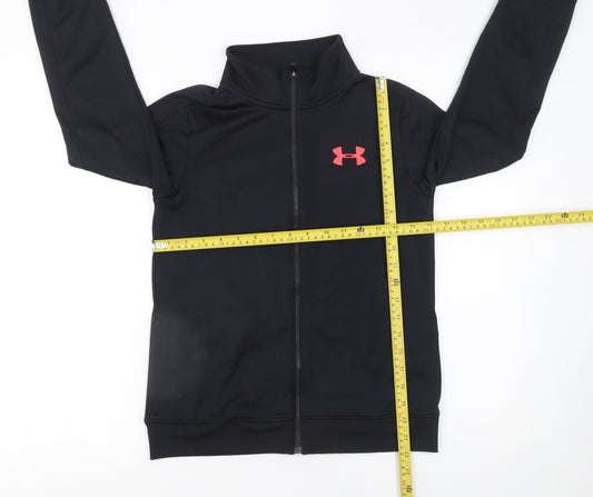 Under Armour Girls Black Track Jacket Size 10 Years Zip-Up Activewear