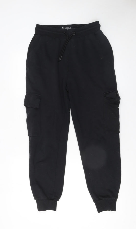 McKenzie Men's Black Cargo Jogger Trousers Size M Fleece Lined