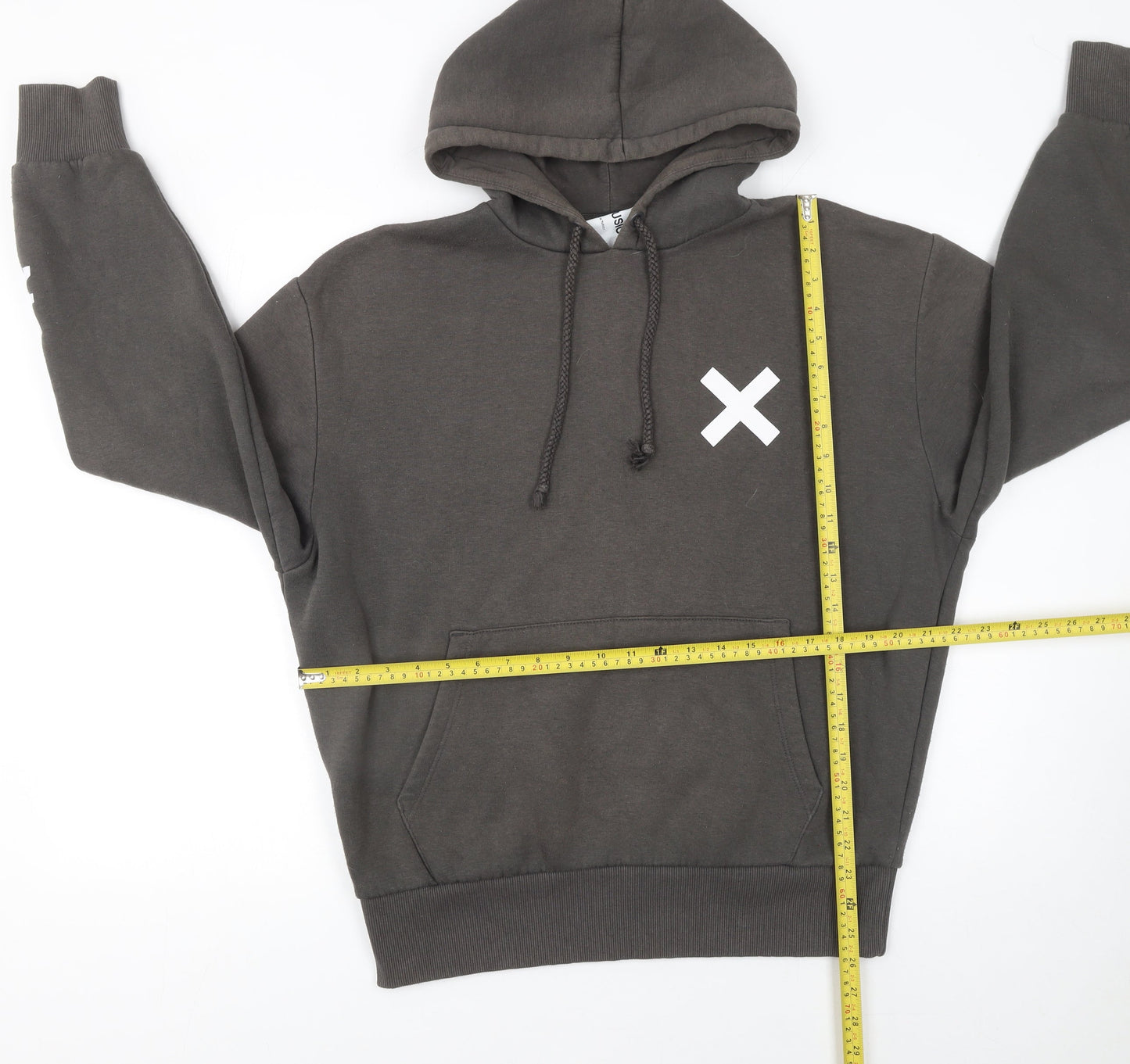 Collusion Men's Brown Pullover Hoodie S Graphic Logo Fleece
