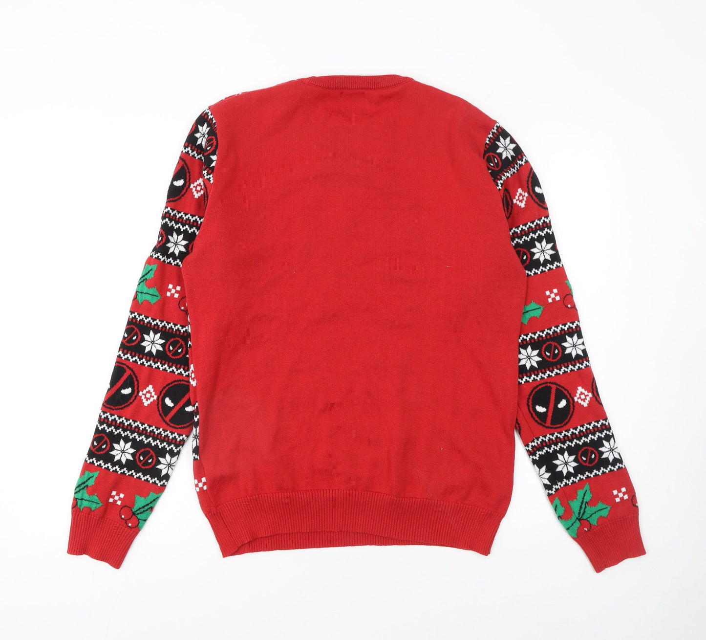 Marvel Men Red Deadpool Christmas Jumper M Festive Knit Pullover