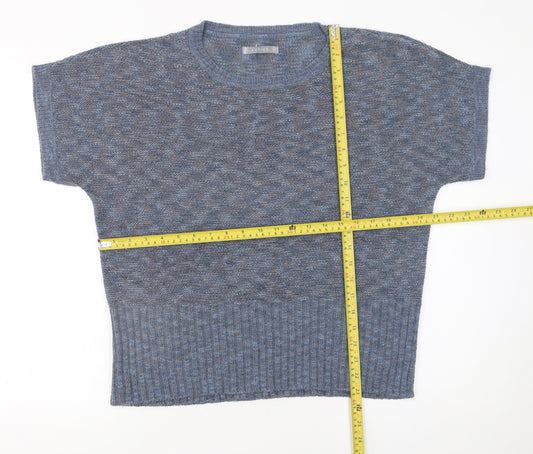 Katies Women's Blue Knit Short Sleeve Pullover Jumper Size L