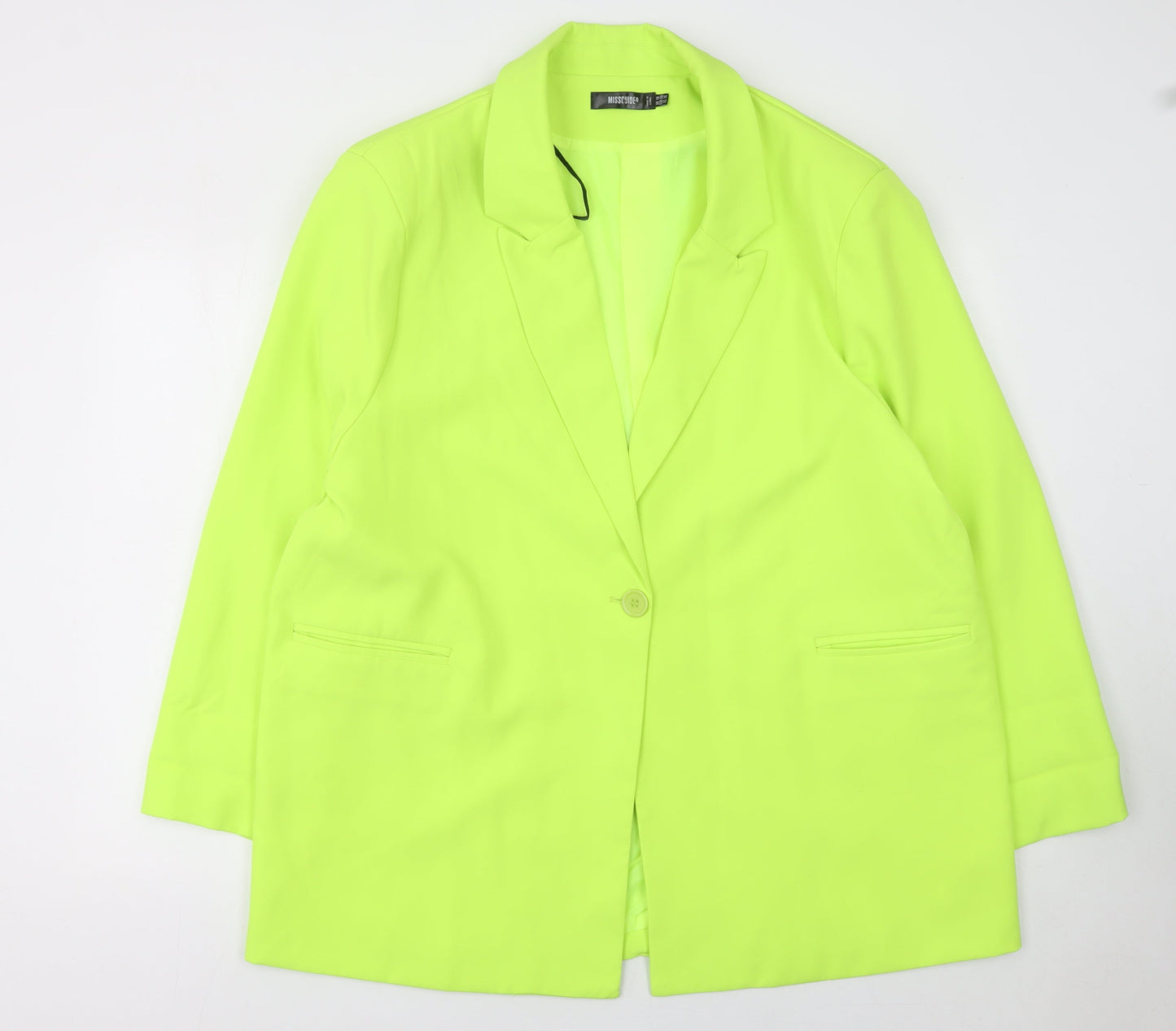 Missguided Women’s Yellow Blazer UK 18 Regular Fit One-Button Jacket