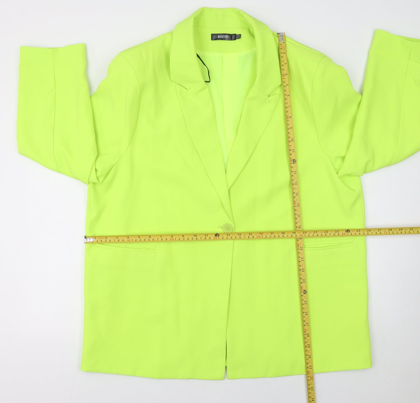 Missguided Women’s Yellow Blazer UK 18 Regular Fit One-Button Jacket