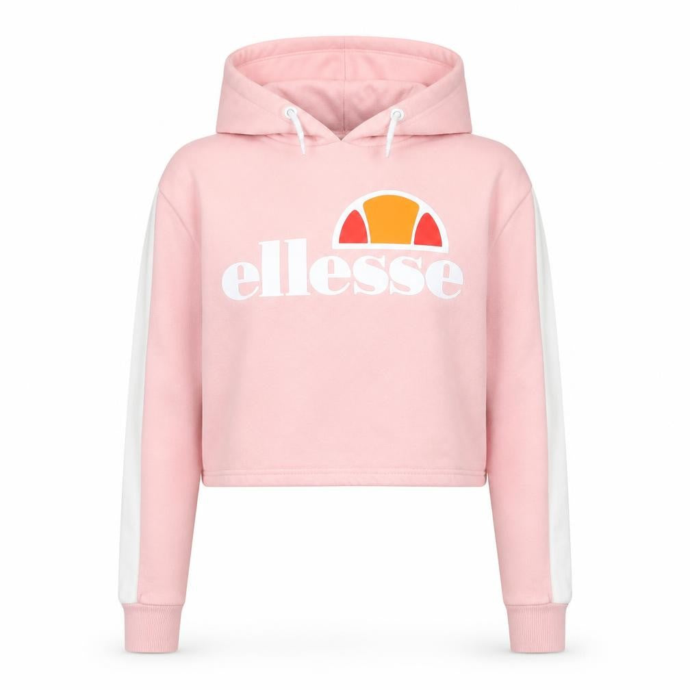 Ellesse Women's Pink Cropped Hoodie UK 6 Cotton Blend Logo