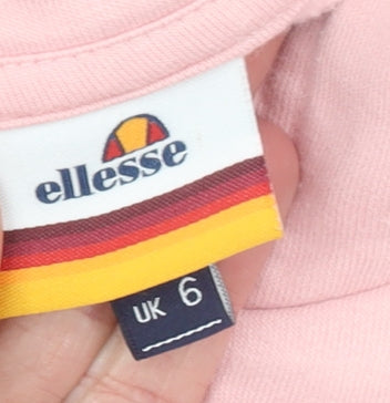 Ellesse Women's Pink Cropped Hoodie UK 6 Cotton Blend Logo