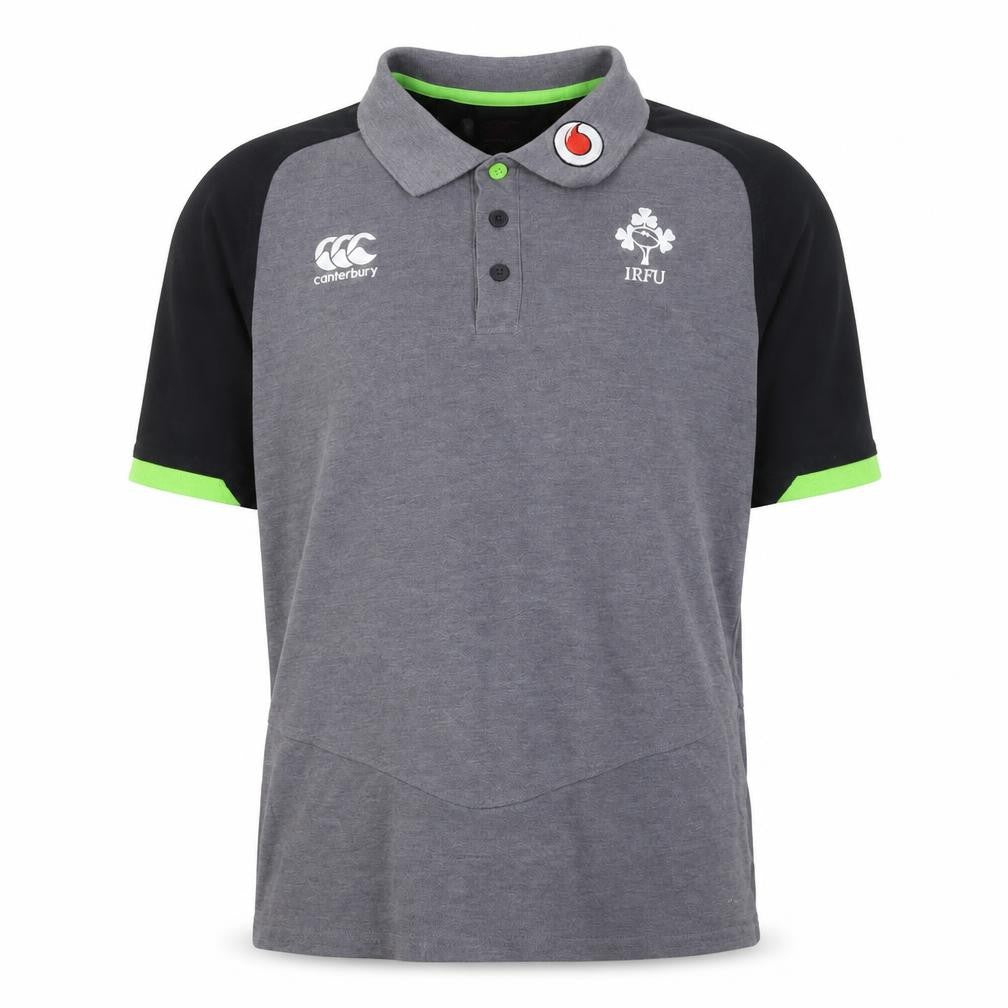 Canterbury Men’s Grey Rugby Polo Shirt S IRFU Logo Colourblock