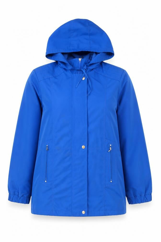 Betty Kay London Women Blue Hooded Rain Coat Jacket Size 14