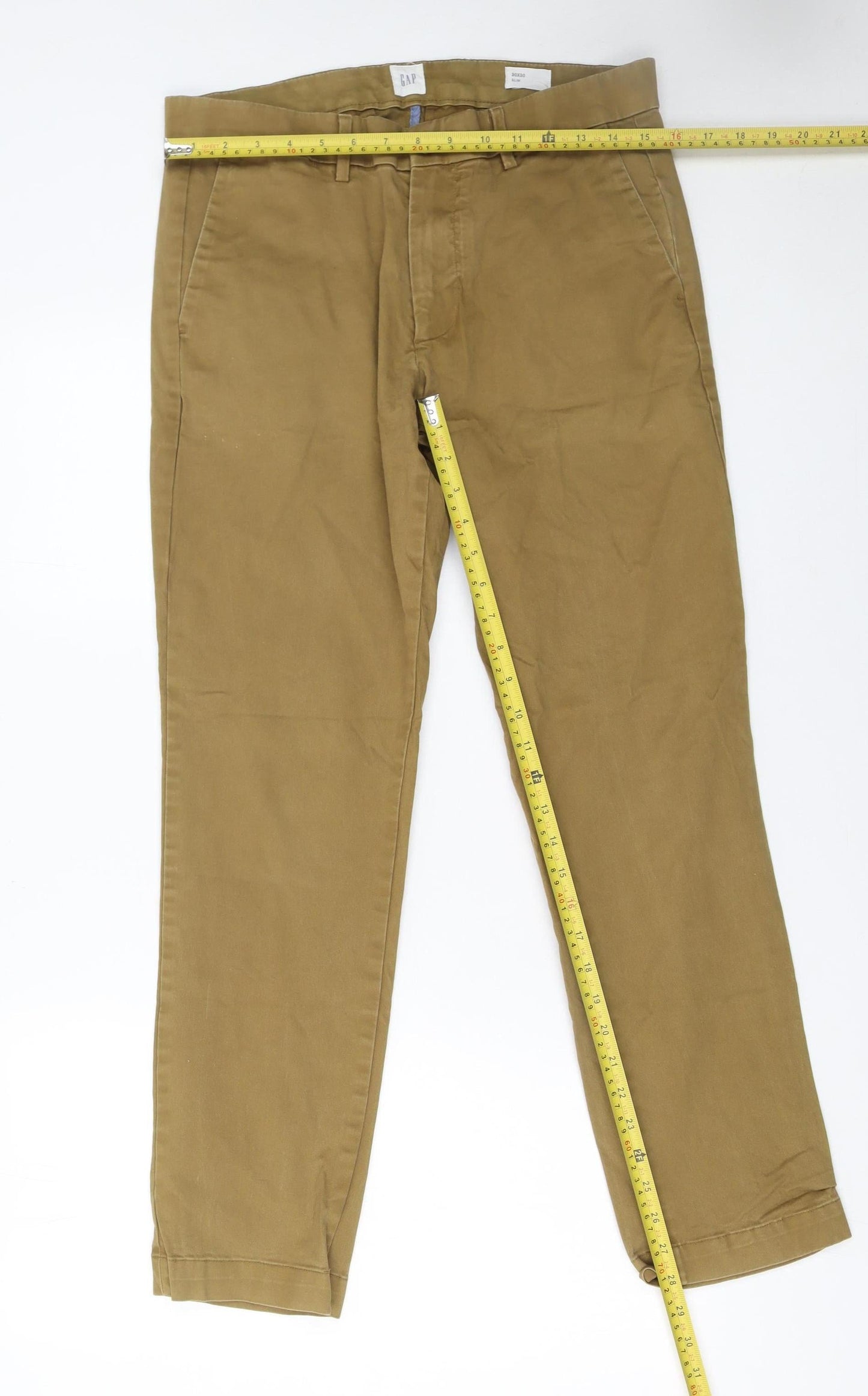 GAP Men's Beige Slim Chino Trousers Size 30x30 Cotton Blend