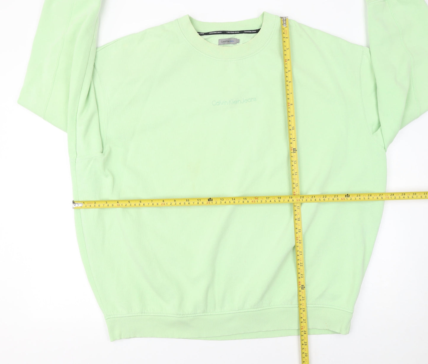 Calvin Klein Jeans Women's Green Cotton Crew Neck Sweatshirt L
