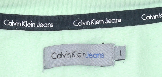 Calvin Klein Jeans Women's Green Cotton Crew Neck Sweatshirt L