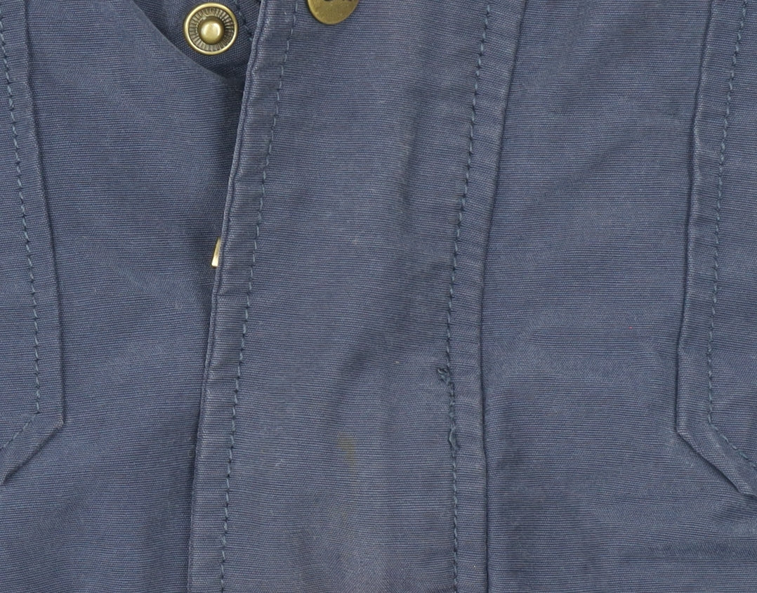 Kartel Men's Blue Cotton Military Jacket Size L Full-Zip Casual Coat