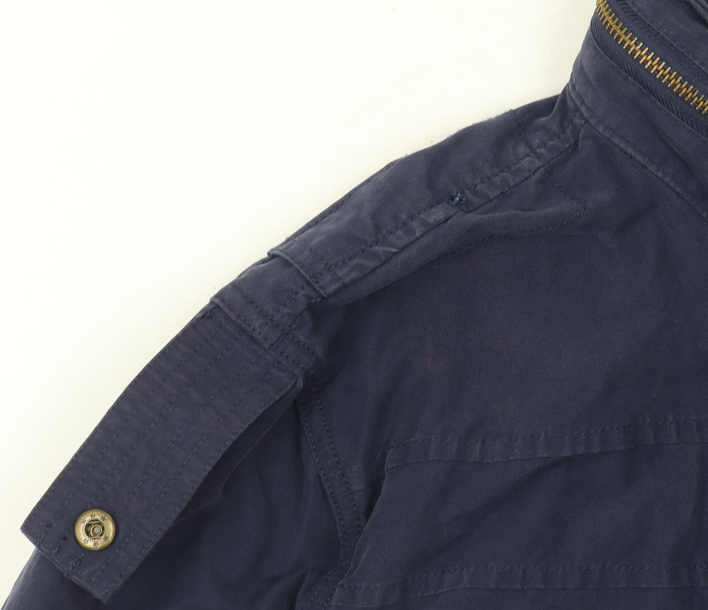 Kartel Men's Blue Cotton Military Jacket Size L Full-Zip Casual Coat