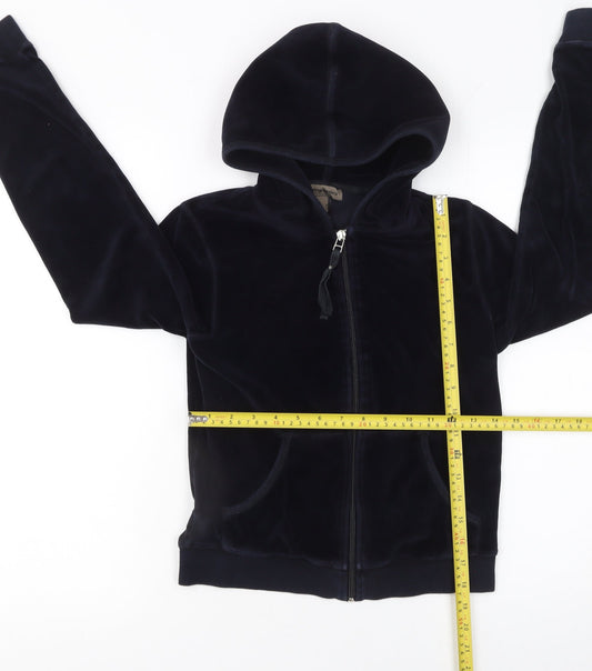 MNG Basics Women's Black Velour Full Zip Hoodie Size 10