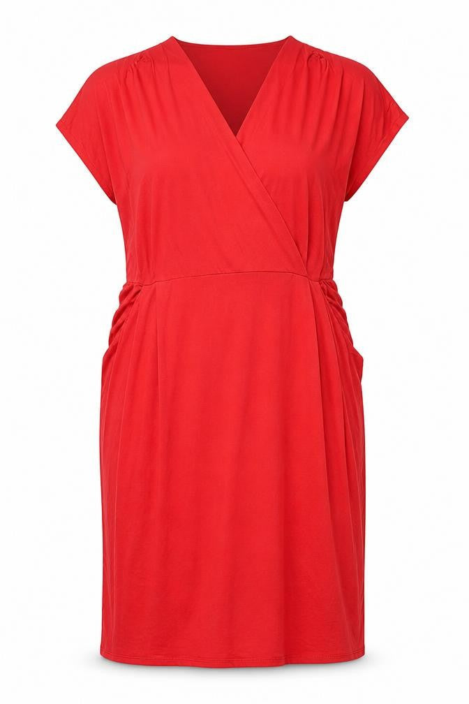 Wallis Women Red Size 16 Knee Length Wrap Dress