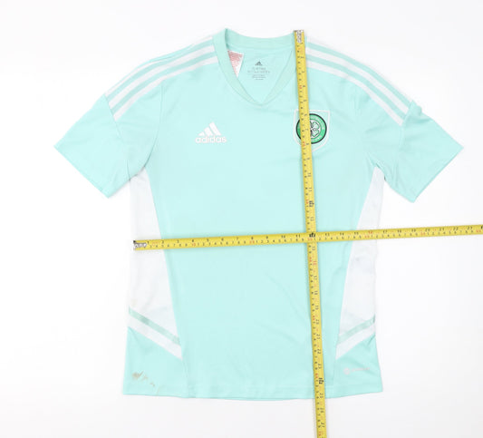 Adidas Boys Green Football Jersey T-Shirt 13-14 Years Short Sleeve