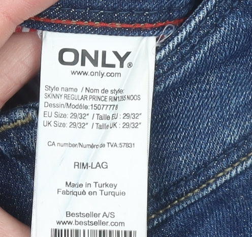 ONLY Women’s Blue Skinny Regular Mid Rise Jeans Size 12