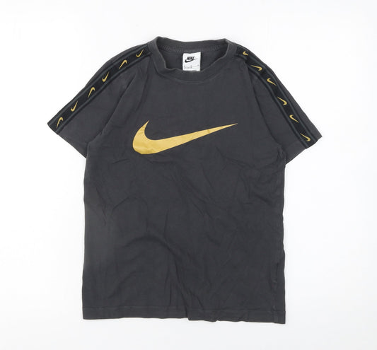 Nike Boys Black Gold Logo T-Shirt Medium 137-147cm Sportswear Tee