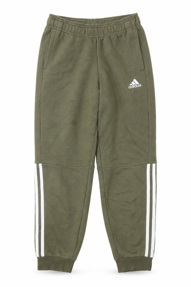 Front view of Adidas boys’ green jogger trousers 11-12 years activewear elastic waist