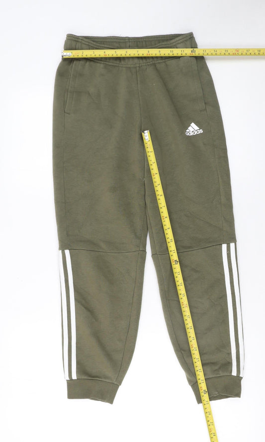 Adidas Boys Green Jogger Trousers 11-12 Years Activewear Elastic Waist