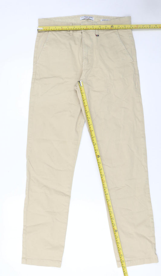U.S. Polo Assn. Men's Beige Chino Trousers 30R Regular Fit