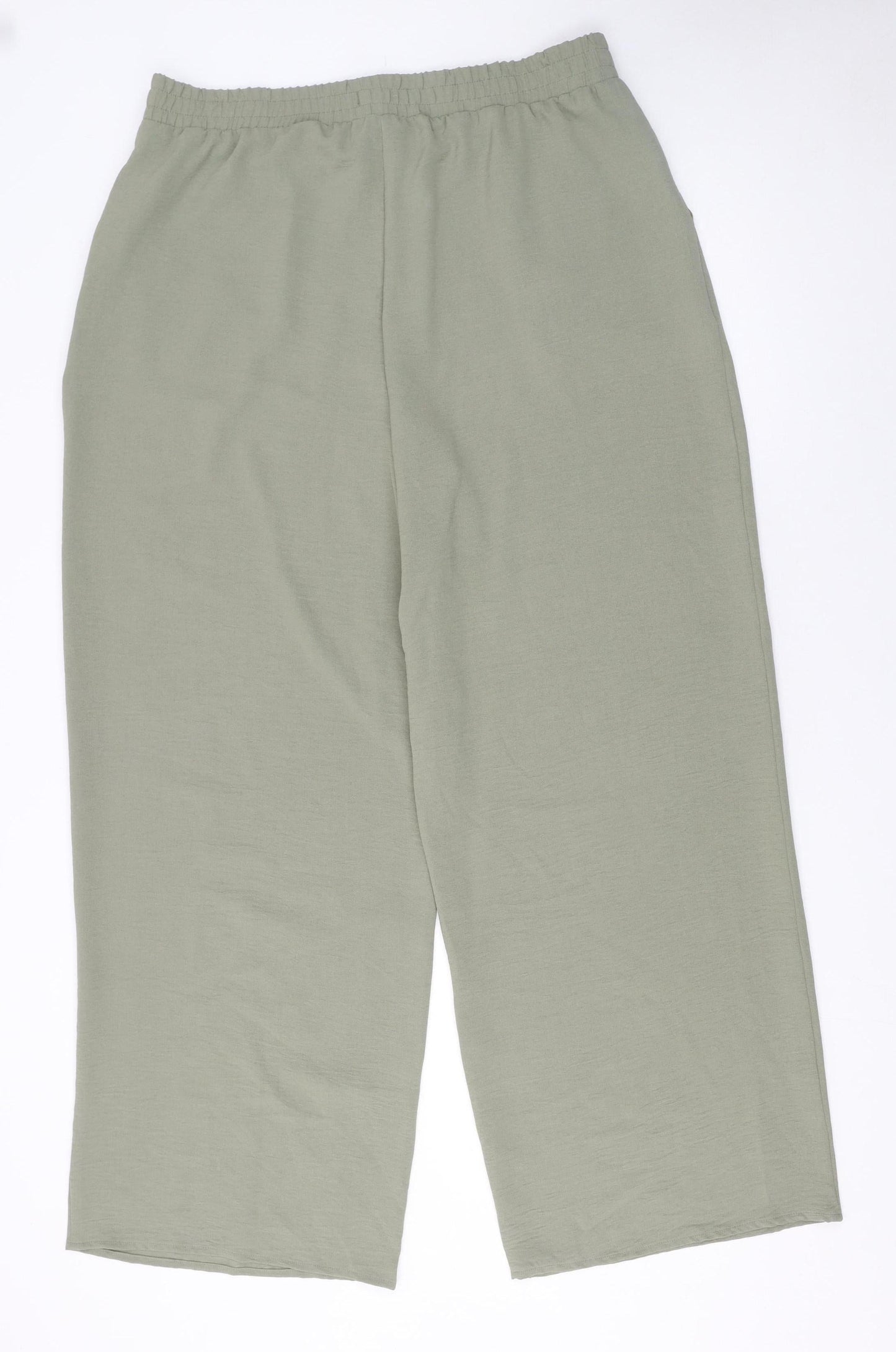 Primark Women’s Green Wide-Leg Trousers Size L Polyester Casual