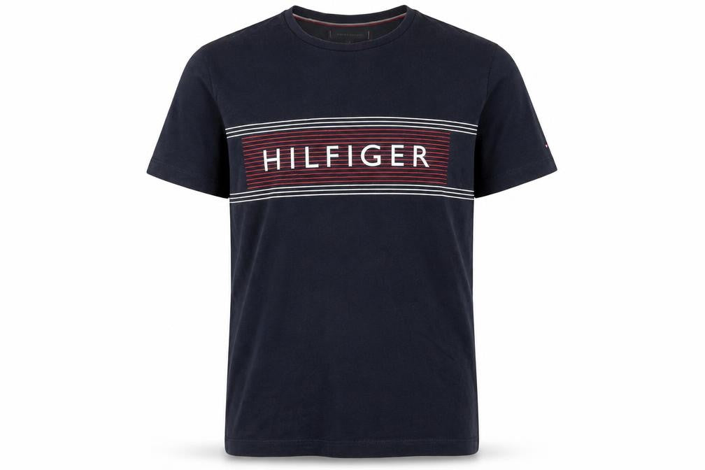 Tommy Hilfiger Men Blue Slim Fit Logo Graphic Cotton T-Shirt M