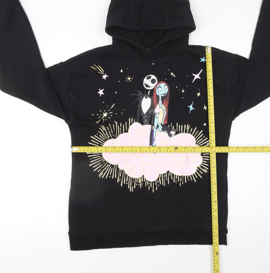 Disney Girls Black Hoodie 13-14 Years Pullover Graphic Themed Sweatshirt