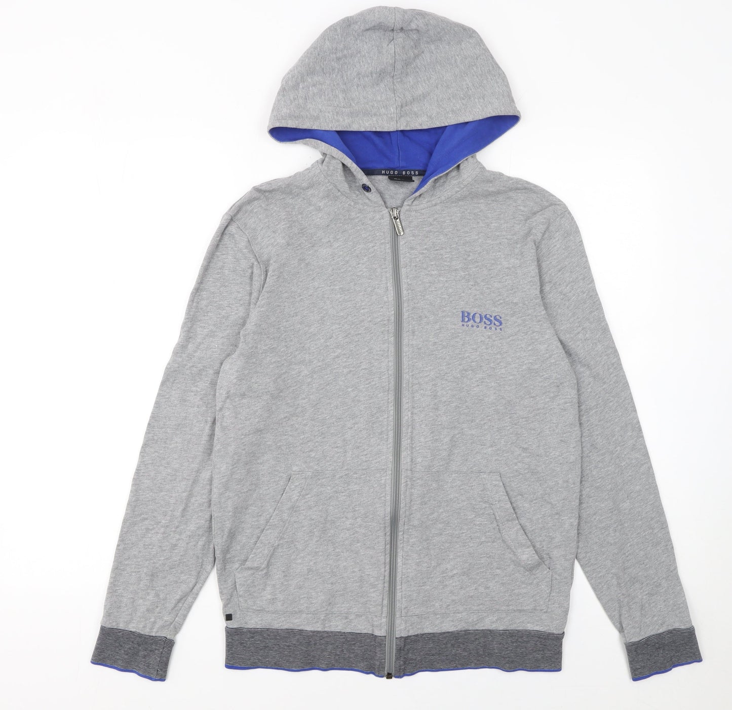 Hugo Boss Men's Grey Full Zip Hoodie Size S Lightweight Cotton