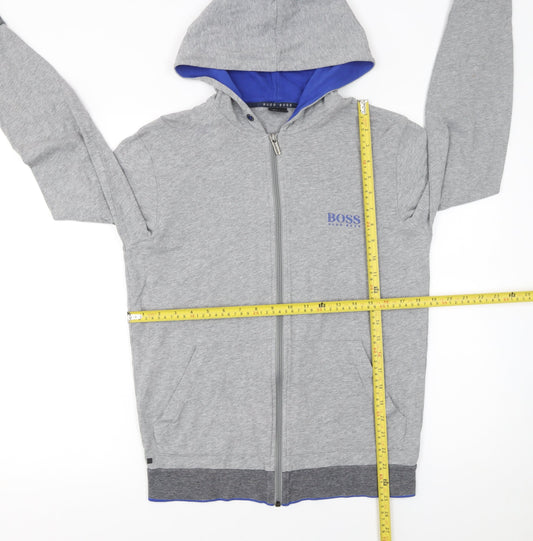 Hugo Boss Men's Grey Full Zip Hoodie Size S Lightweight Cotton