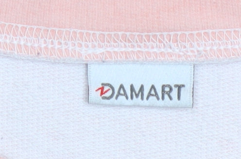 Damart Women Beige Pink Stripe Cotton Sweatshirt Size M Long Sleeve