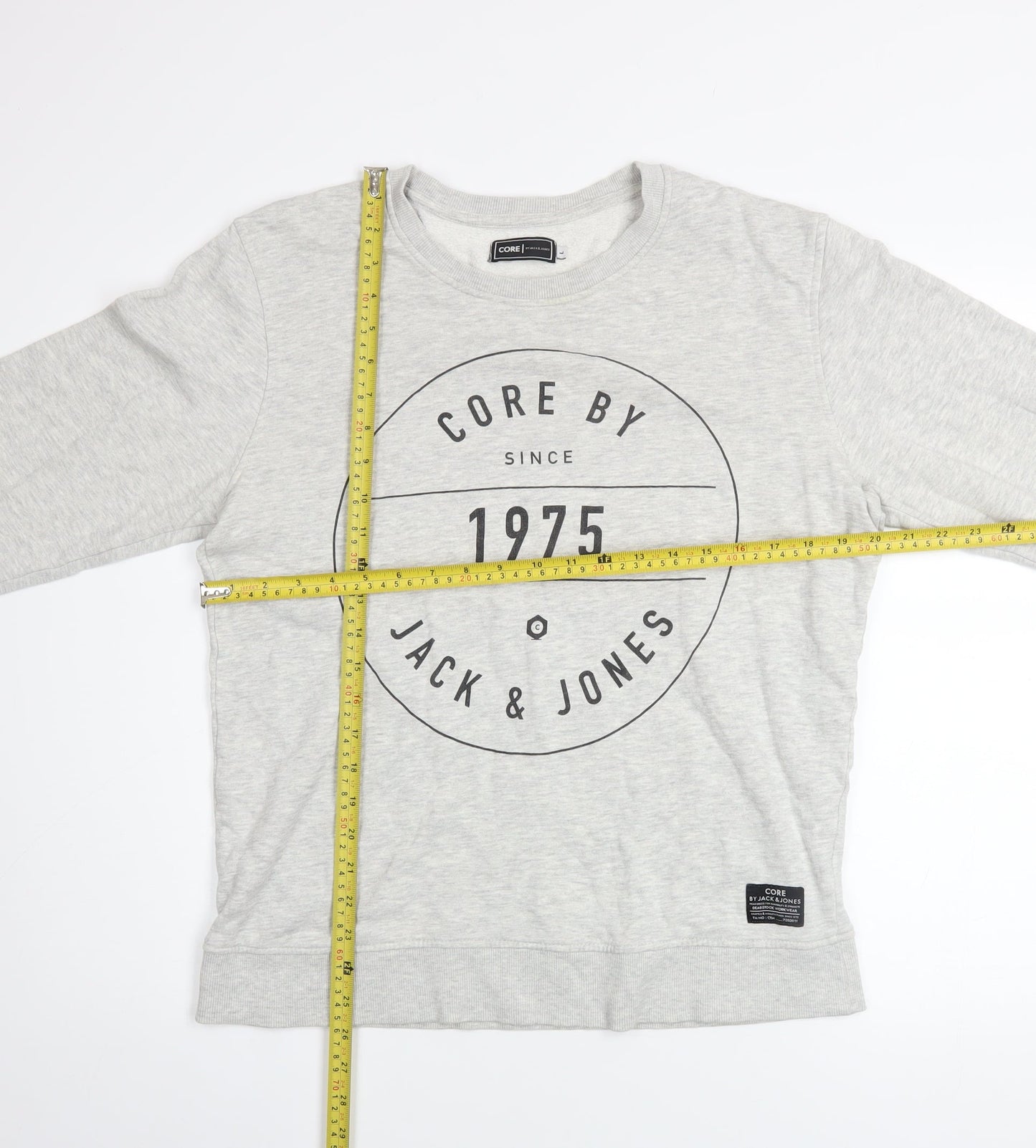Jack & Jones Men's Grey Graphic Pullover Sweatshirt L