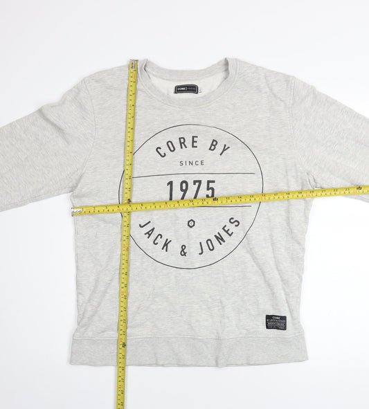 Jack & Jones Men's Grey Graphic Pullover Sweatshirt L