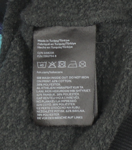 H&M Girls Black Lilo & Stitch Sweatshirt 14 Years Pullover Crew Neck