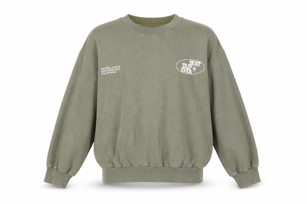 Pacific Republic Womens Green Pullover Sweatshirt XS Cotton Blend Graphic