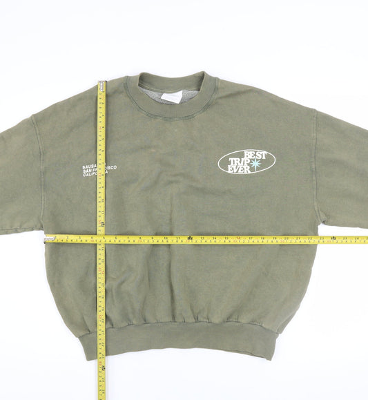 Pacific Republic Womens Green Pullover Sweatshirt XS Cotton Blend Graphic