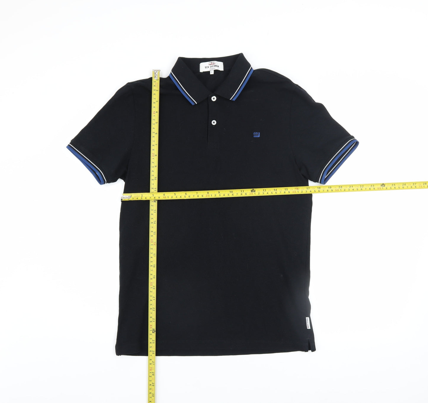 Ben Sherman Men's Black Cotton Polo Shirt Size S Short Sleeve