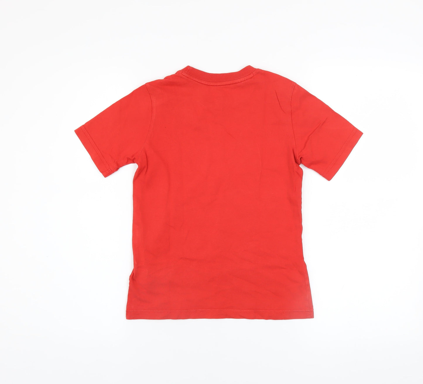 Adidas Boys Red 6-7 Years Short Sleeve Cotton Logo Sports T-Shirt