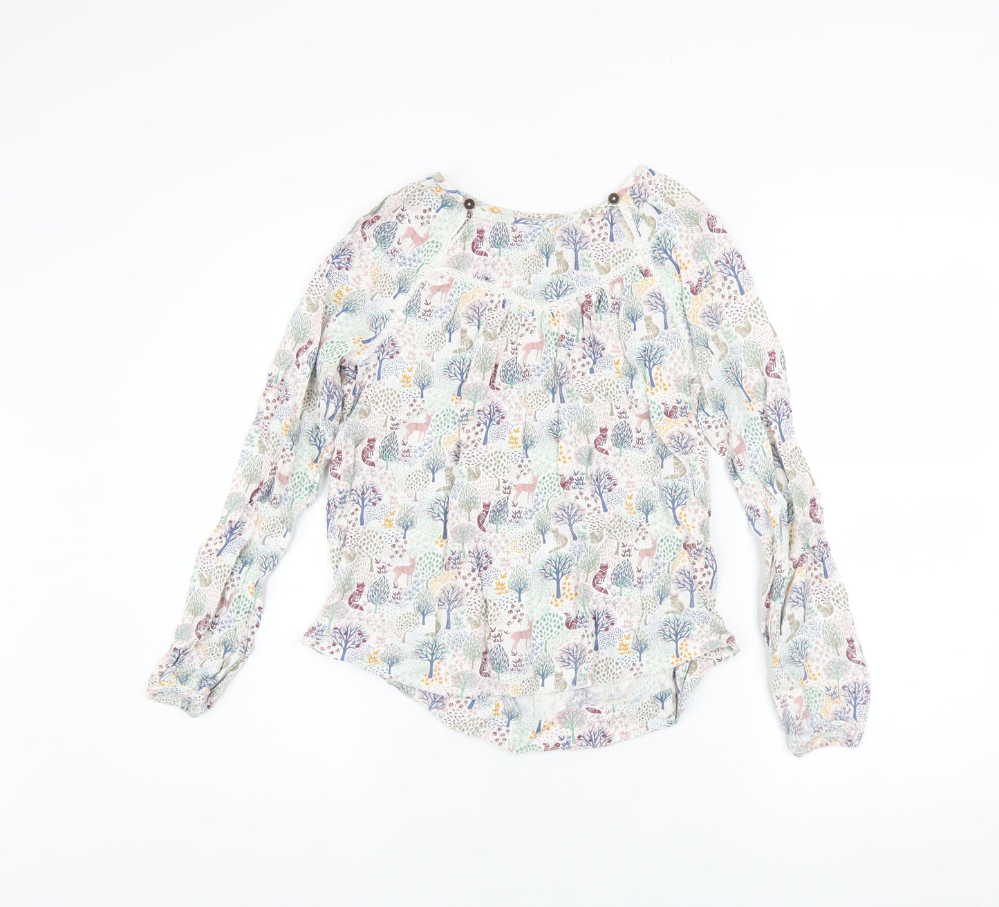 FatFace Girls Multicoloured Woodland Animal Print Long Sleeve Blouse 12-13 Years