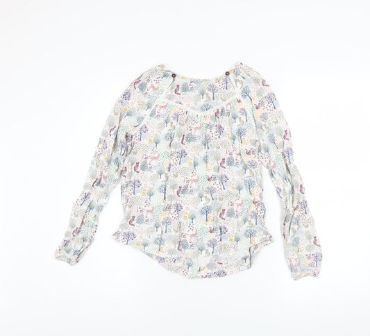 FatFace Girls Multicoloured Woodland Animal Print Long Sleeve Blouse 12-13 Years