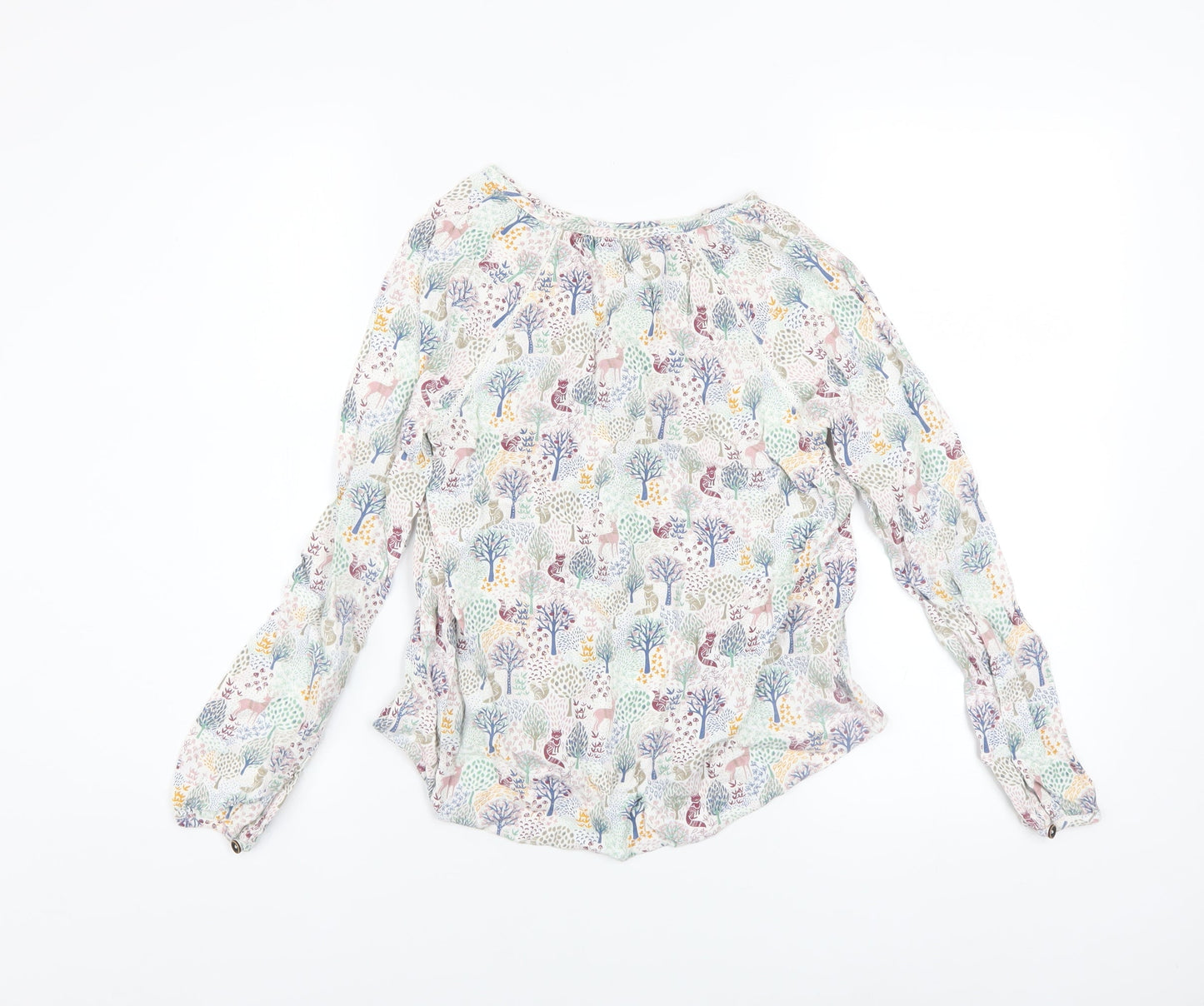 FatFace Girls Multicoloured Woodland Animal Print Long Sleeve Blouse 12-13 Years