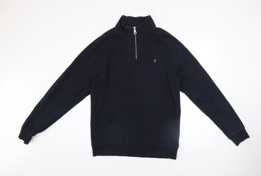 Farah Men’s Blue 1/4 Zip Cotton Sweatshirt Size L