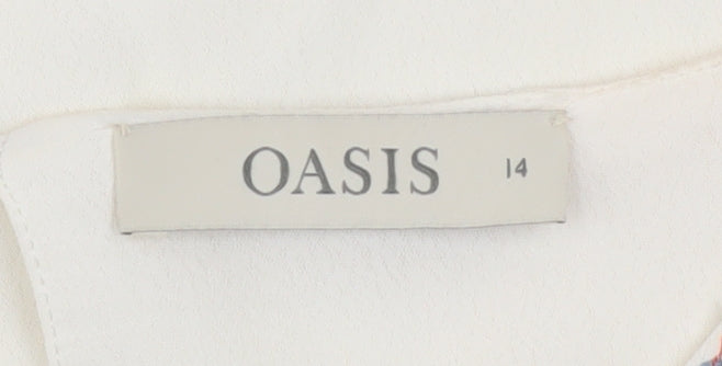 Oasis Women’s Ivory Embroidered Sleeveless Tunic Blouse UK 14